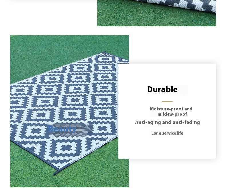 Waterproof Foldable Reversible Patio Area Rug for Outdoor RV UV Resistant Eco-Friendly Portable Plastic Mat for Picnic Deck