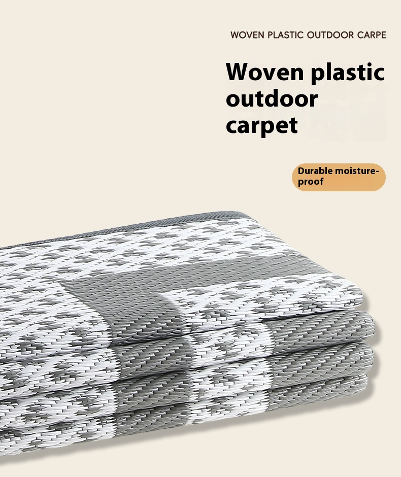 Modern Outdoor RV Plastic Straw Weaving Place Mat Moisture-Resistant RV Carpet Star Frame Design for Home Spring Outing Beach